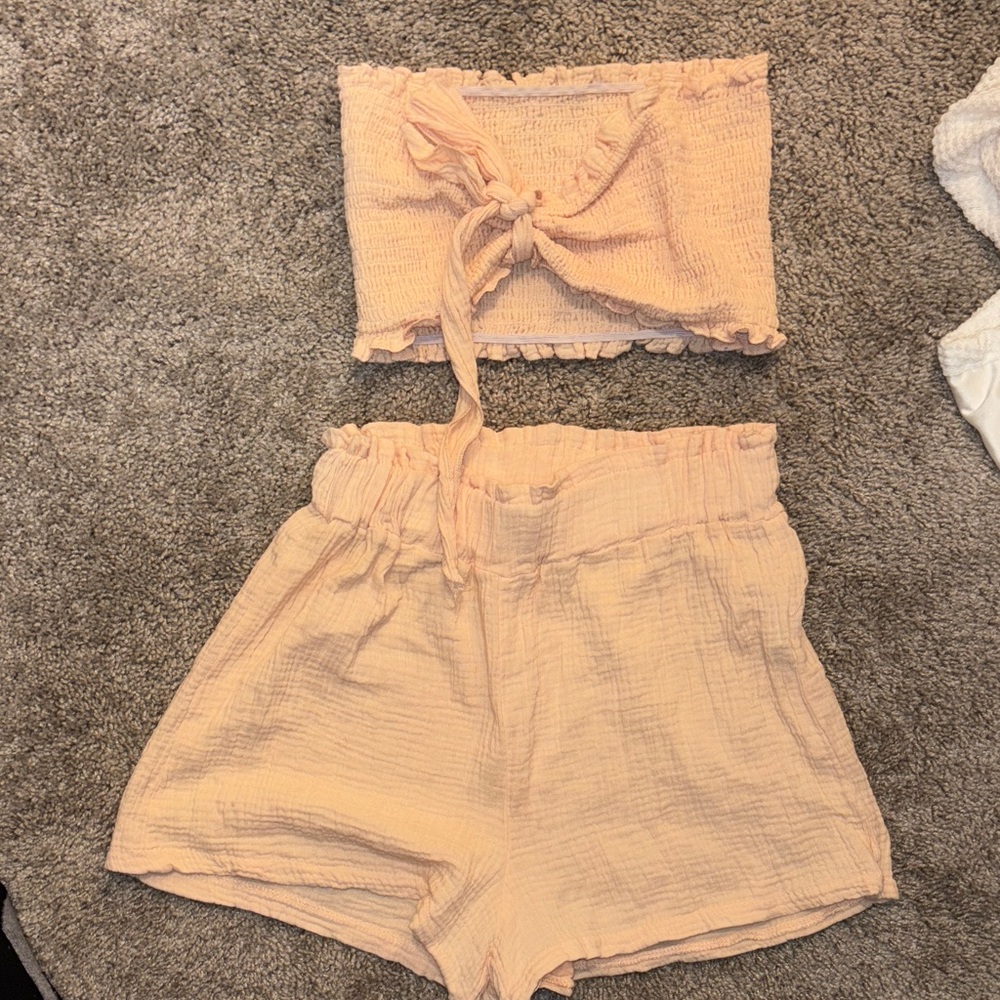 Peach Tube Top and Shorts Set